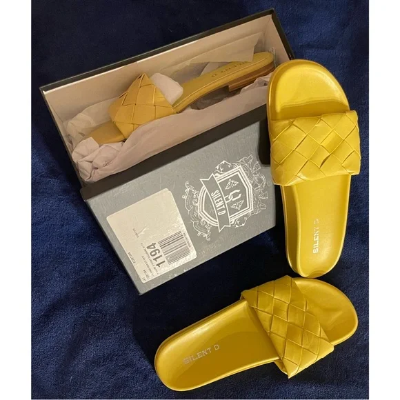 Anthropologie Silent D Ayda Woven Yellow Slide Sandals NWT Size 10 - Picture 9 of 13